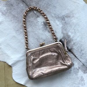 Rose Gold Coach Kiss Parker Leather Evening Bag 👛